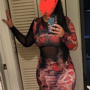 Stylish Snake Print Bodycon Dress